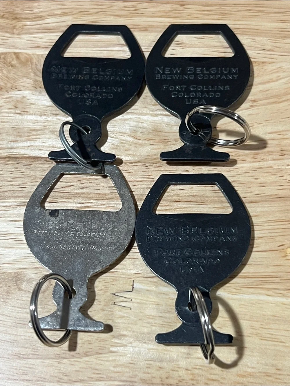 New Belgium Black Bottle Opener Keychain - Set of 4 z16